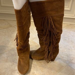 Gianni Bini suede cognac boots, size 7